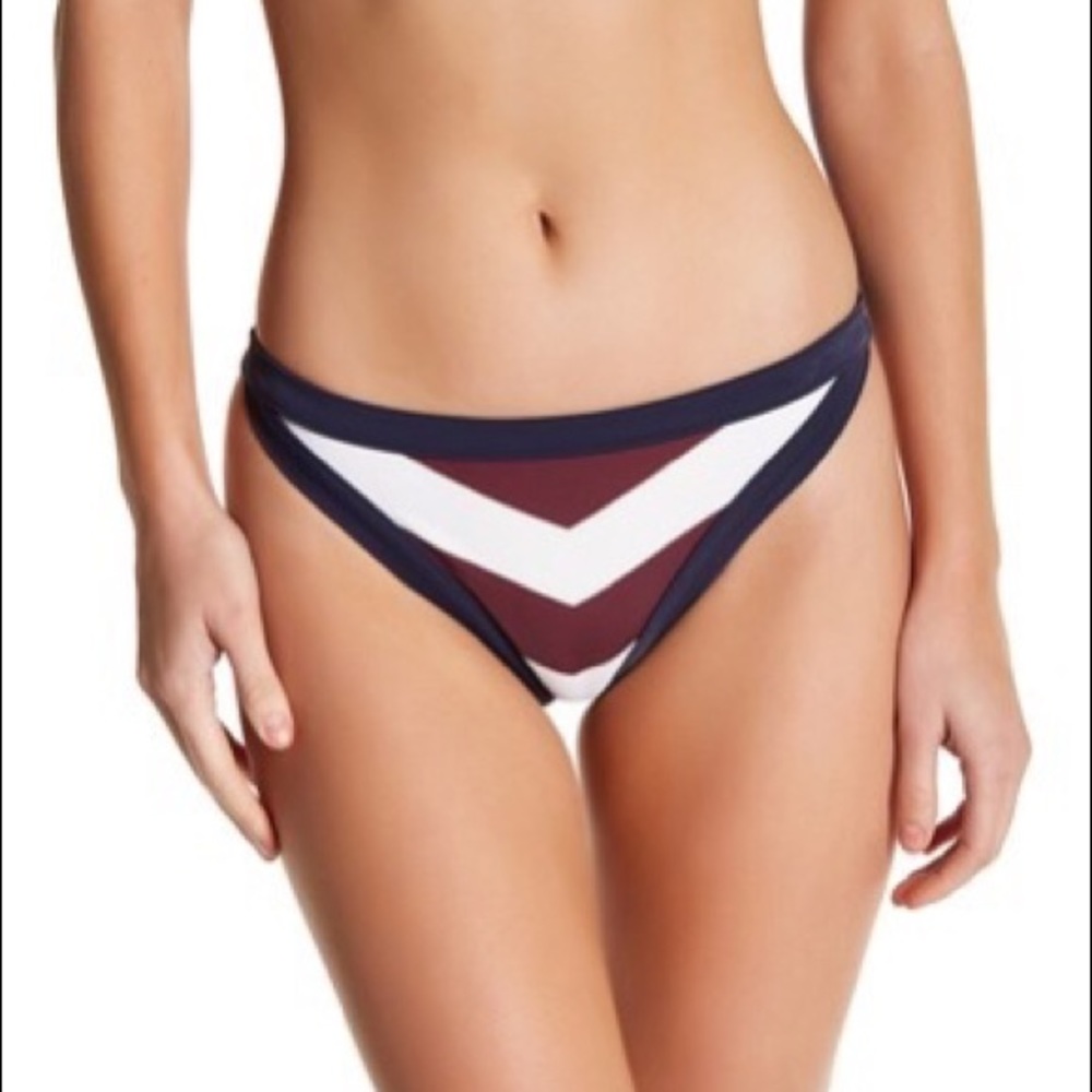 Navy/Maroon Rowing Strip Bikini Bottoms